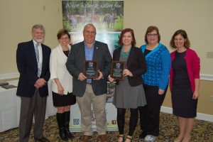 The Georgia Association for Museums and Galleries (GAMG) awards presentation included (l-r): Awards Chair David Moore, GAMG President Catherine Lewis, Keith Rucker, Polly Huff and Lynn McDonald from the Georgia Museum of Agriculture, and incoming GAMG President Carissa DiCindio. 